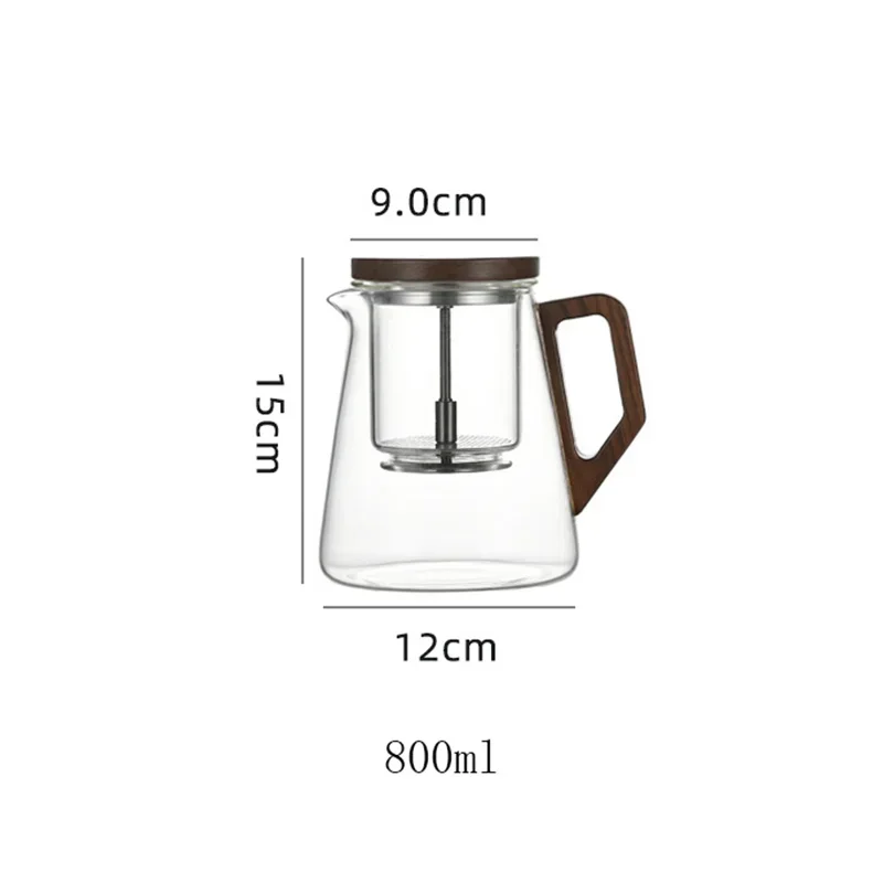 One Click Tea Separation Filtration Glass Teapots With Wood Handle Tea Water Separation Inner Container  Kungfu Tea Set