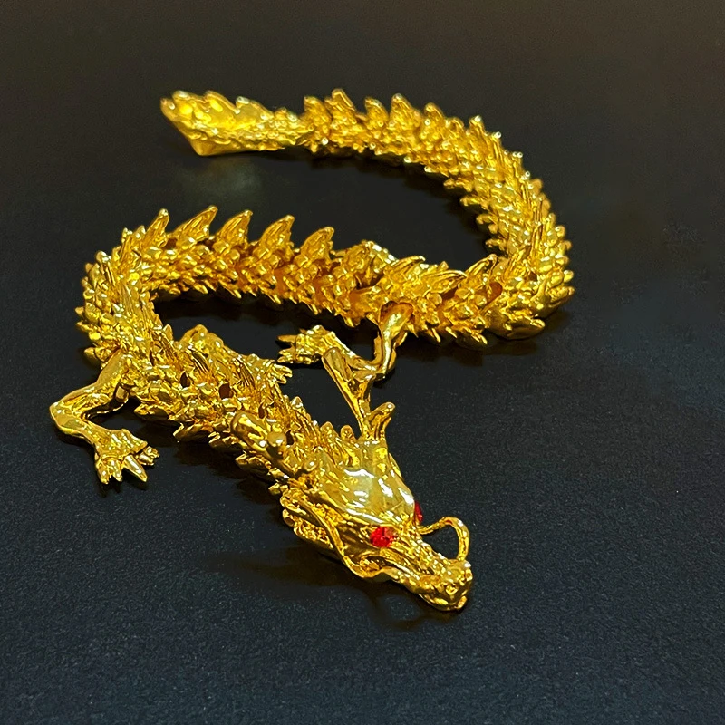 Fun Middle Chinese Loong Crafts Mythical Animals Dragon Statue Ornament Can Moveable Body Joints Zodiac Animal Room Decoration