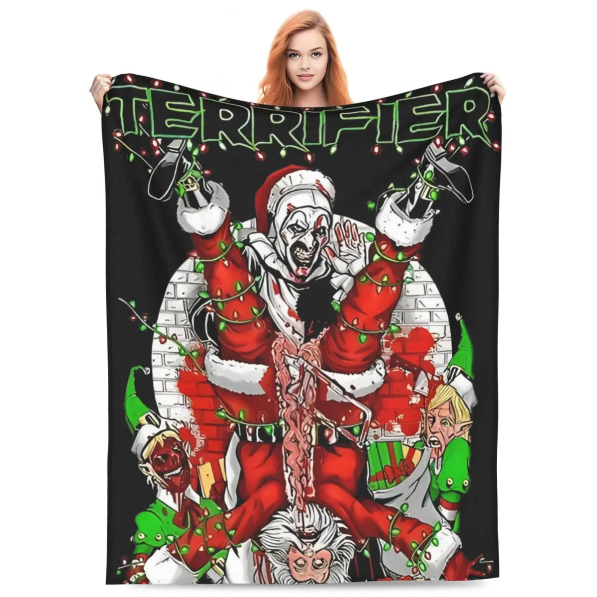 Terrifier 3 Christmas Blanket Horror Movie Fuzzy Awesome Warm Throw Blanket for Bedding Lounge Winter