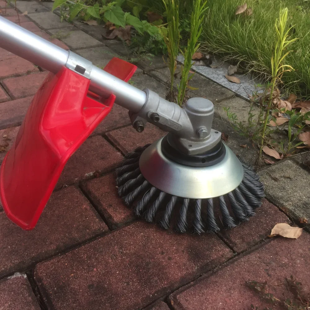 Upgrade 6/8 Inch Universal Weed Brush Cutter Head and Parts Steel Wire Wheel Brush Garden Trimmer Head for Garden Stone Cracks