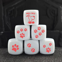 12 Pieces D6 16MM Cute Dog Pattern Dice Accept Custom Color Dice DND TRPG RPG Club KTV Kids Games Toy Accessory