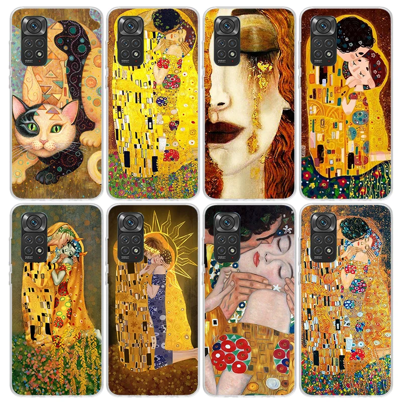 Kiss by Gustav Klimt Desig Phone Case for Xiaomi Redmi Note 13 12S 12 11S 11 11E 11T 10S 10 Pro Plus 9 9S 8 8T 7 5G Soft Cover F