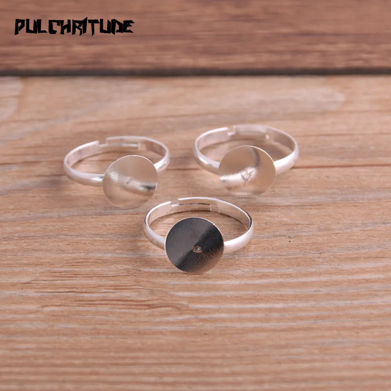 10pcs/lot Fashion Simple 5 Color 10mm Adjustable Ring Bases Cabochon Blank DIY Rings