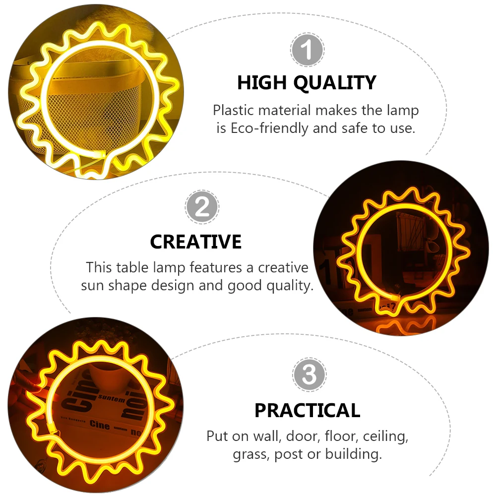 Led ضوء الشمس مصباح دافئ أصفر البلاستيك جدار ديكور Usb بالطاقة النيون ضوء الليل لغرفة النوم مهرجان ديكور المنزل الشمس