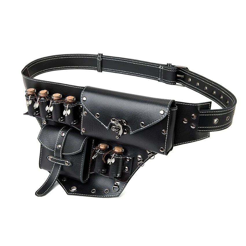 Medievale Steampunk Fanny Pack Alchemy Bag Messenger Donna Uomo Cintura in vita Moto Gotico Vintage Steampunk Borsa in pelle PU