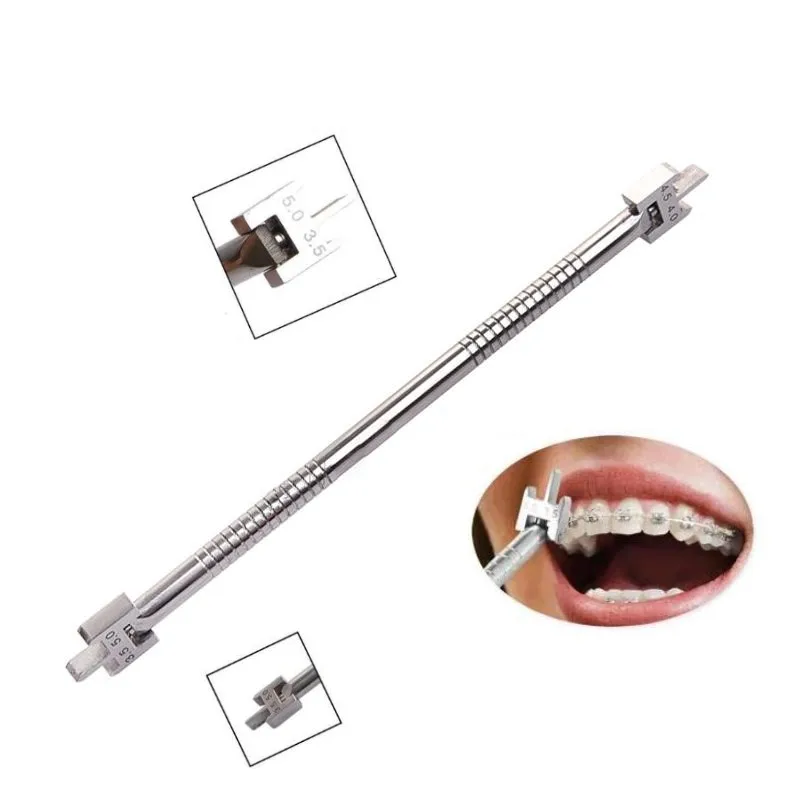 LYZDENT Dental Bracket Gauge Locator Double Scale Orthodontic Brackets Positioner Instruments Size 3.5-5 Dentistry Materials