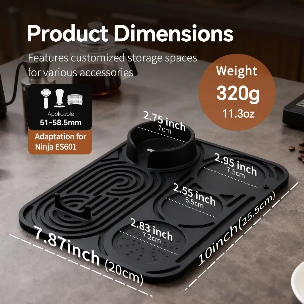 Silicone Espresso Tamping Mat Multi-Slot Non-Slip Coffee Mat Waterproof Heat Insulation Espresso Mat Coffee Machine Accessories