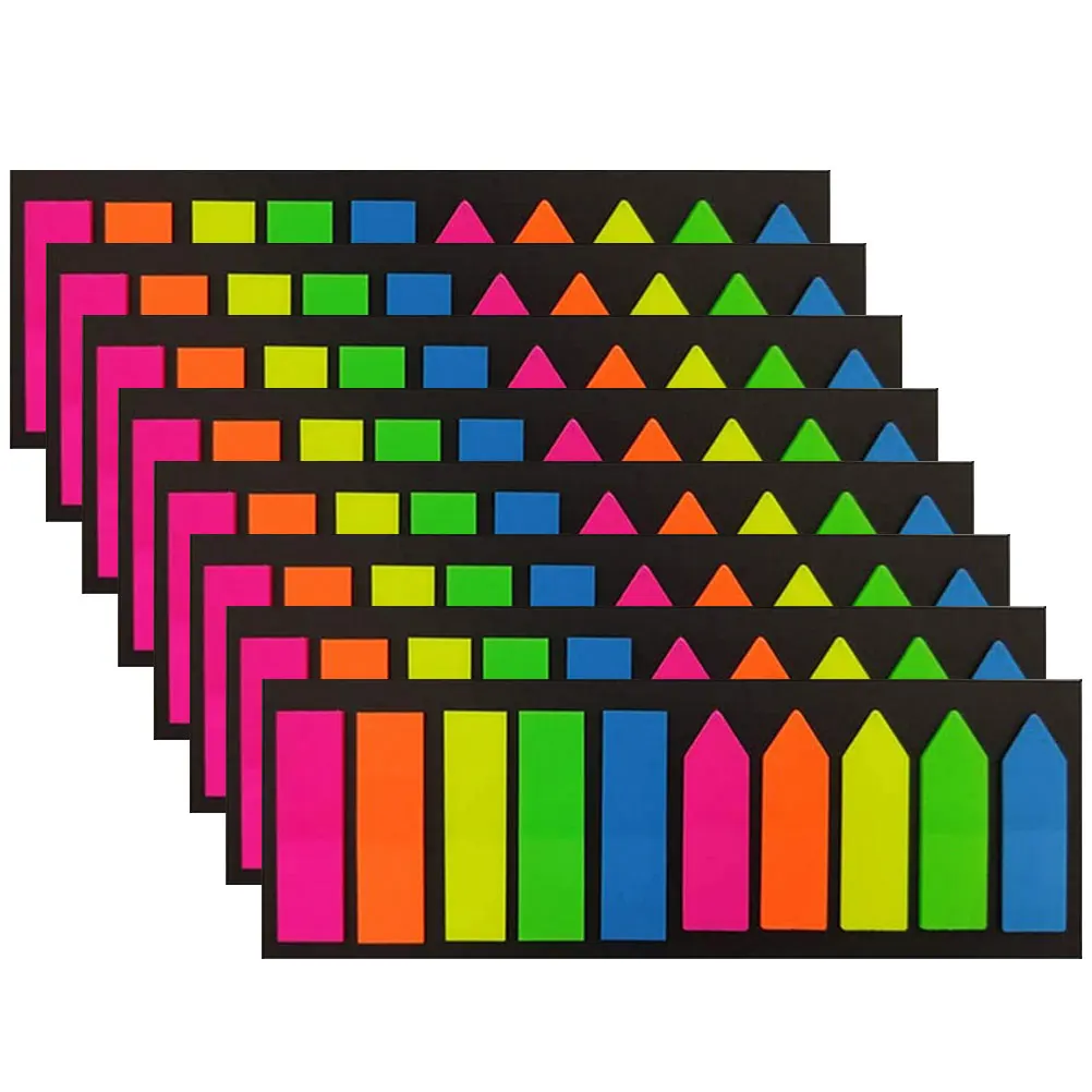 

8 Sets Colorful Page Marker Stickers Fluorescent Arrow Labels Mats Pet Book Tabs Self Adhesive Removable Reading