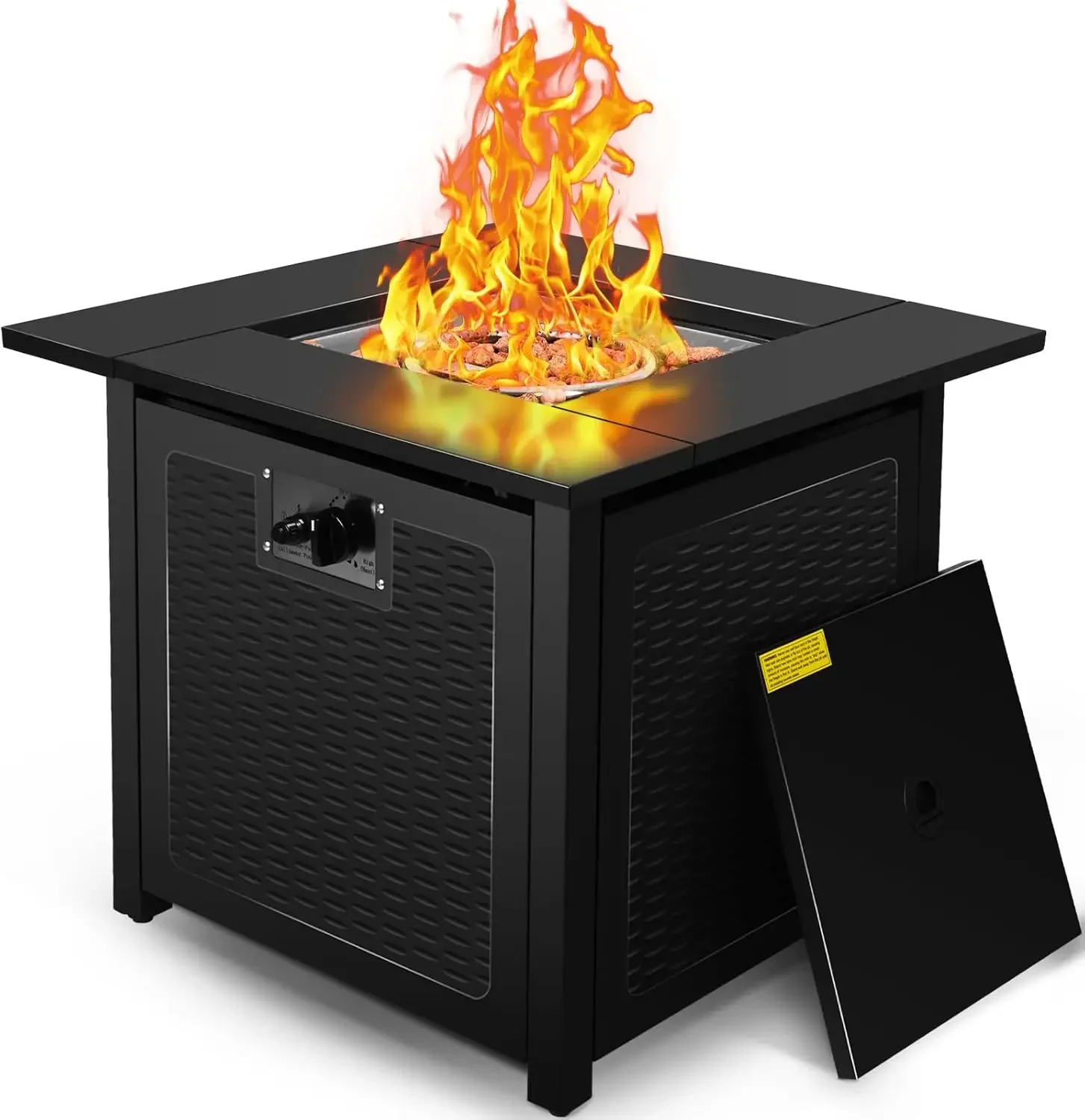 28 inch Fire Pit Table, 50000 BTU Patio Heater, 2 in 1 Outdoor Gas Fire Pit with Removable Lid & Lava Stone, CSA-Certified for G