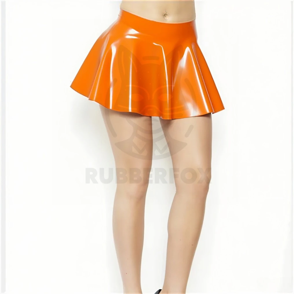 

rubber skirt women's latex mini flared skirt stylish sexy orange short skirt party handmade rubber clubwear customized