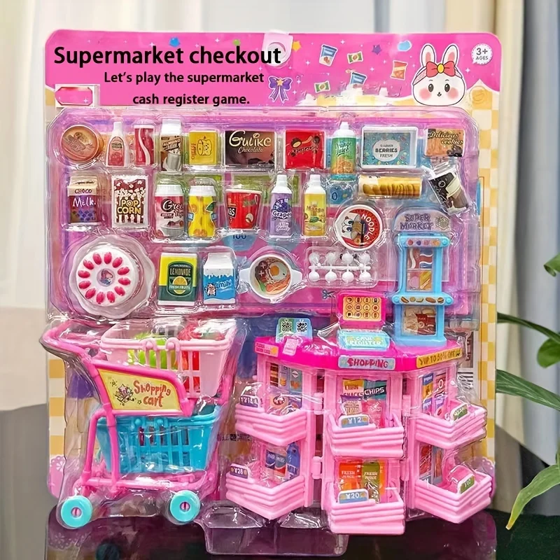 Mini Cashier Toy Cash Register Playset Pretend Play Set for Kids Vending Machine Pet Care House Water Dispenser Gift for Toddler