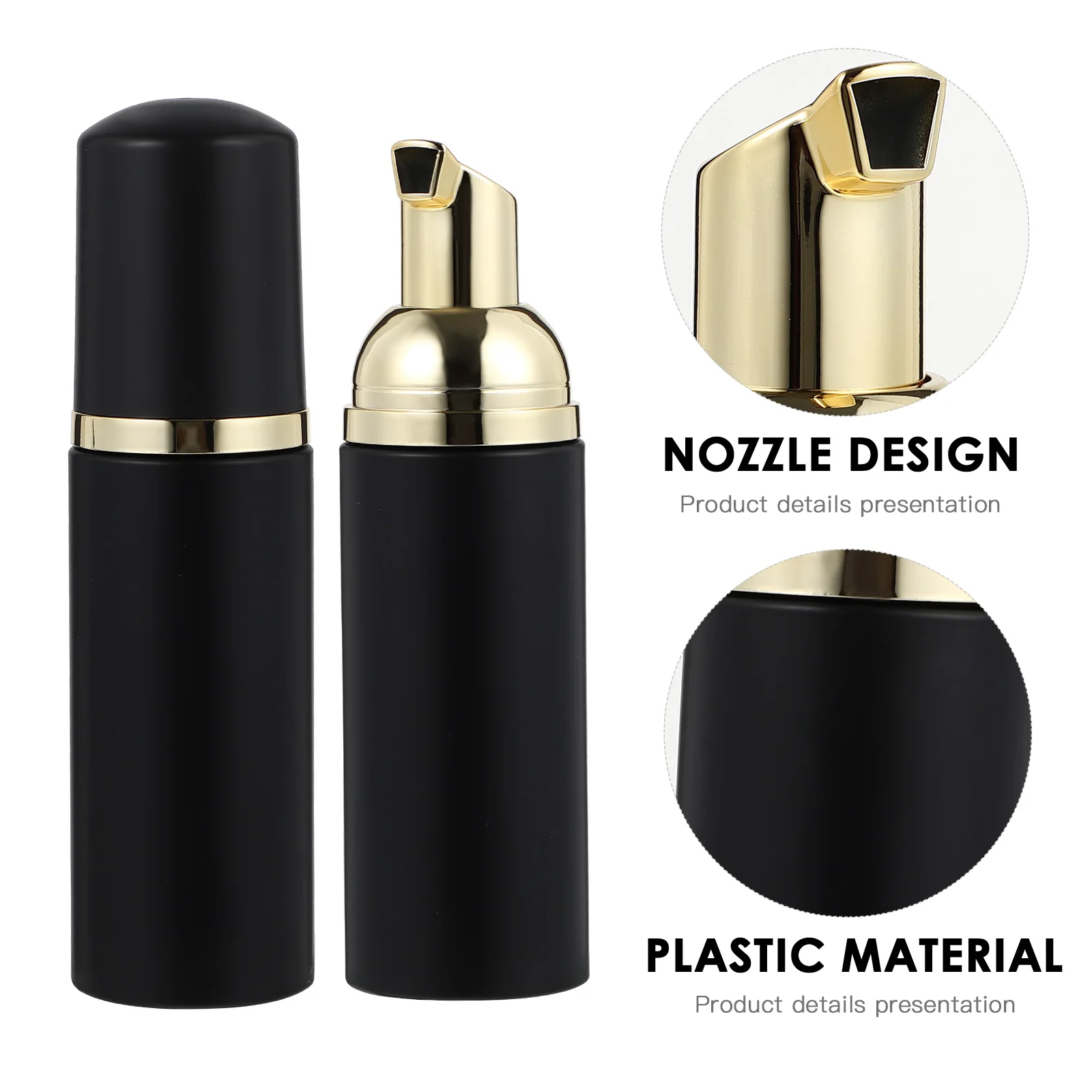 

3pcs 60ml Black Matte Foaming Bottles Reusable Travel Shampoo H Soap Pump Empty Bottles Leak Proof Space Saving