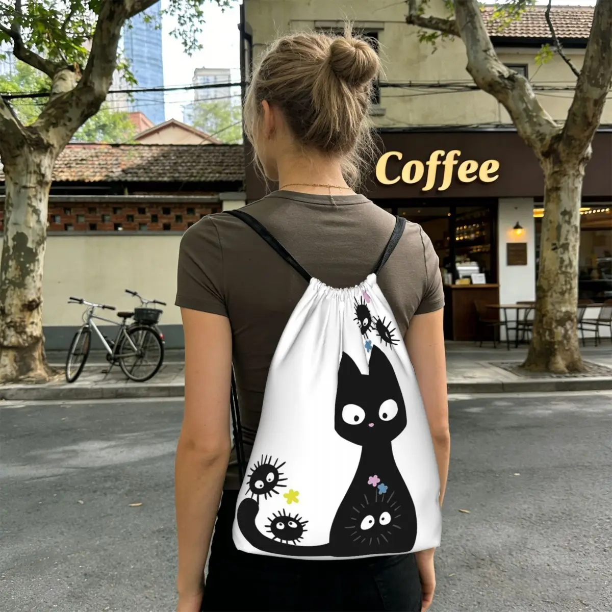 

Рюкзаки Kawaii Susuwatari Soot Sprites, многофункциональные сумки на шнурке, спортивные сумки, сумки для книг для мужчин, женщин, студентов