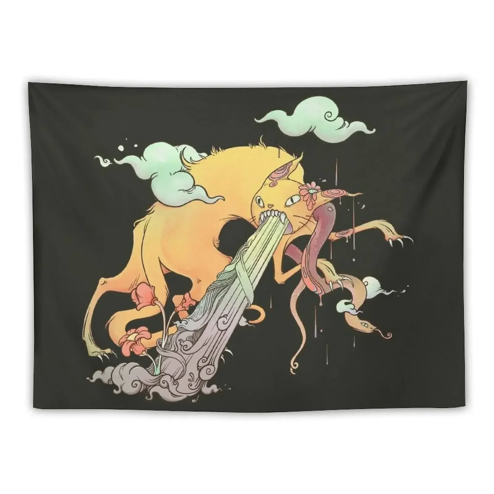 Strange Cat And Snake Surreal Art Tapestry Home Decoration Decoration Room Home Decorating Wall Carpet Tapestry