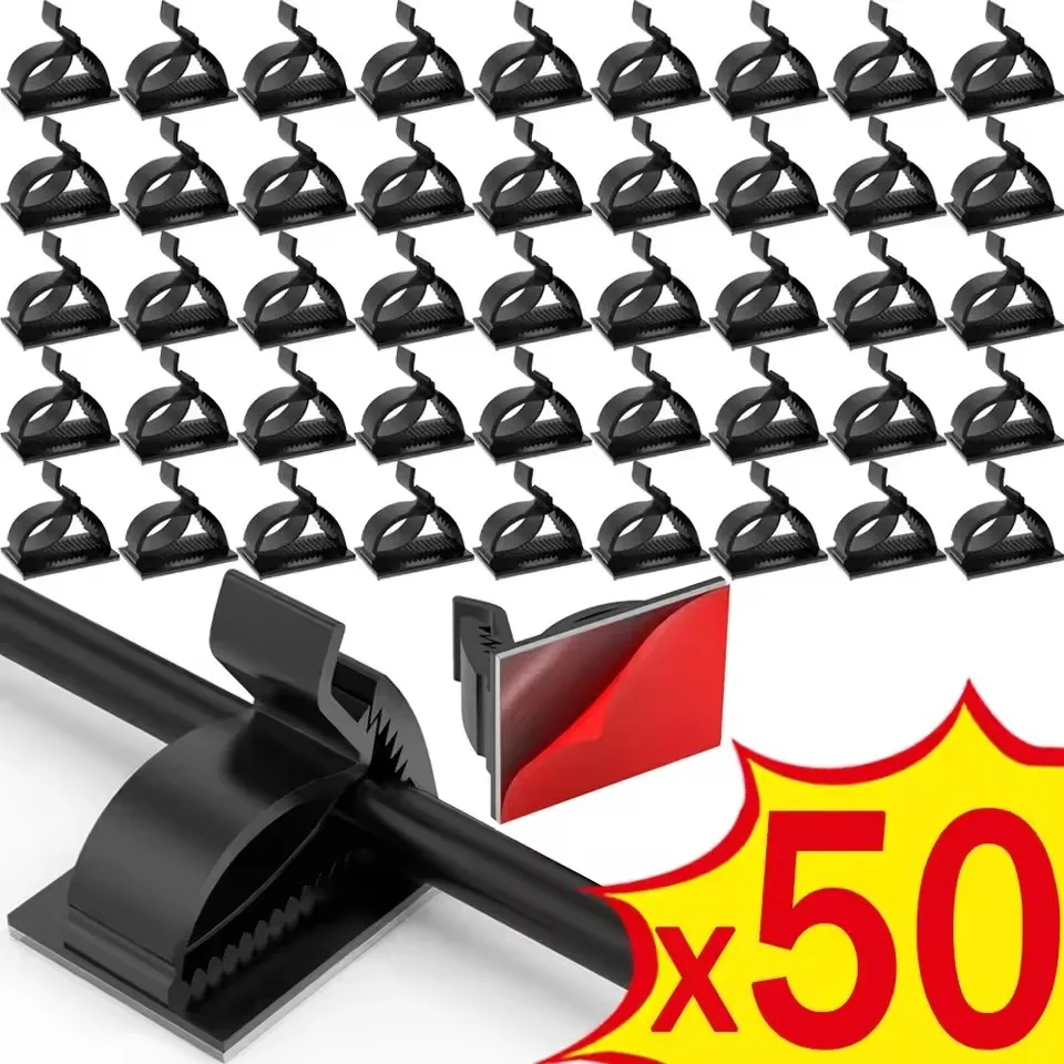 50/30/10/1 Stück Selbstklebende Kabelklemmen Verstellbare Kabelhalter Kabelmanagement Ladekabel-Organizer