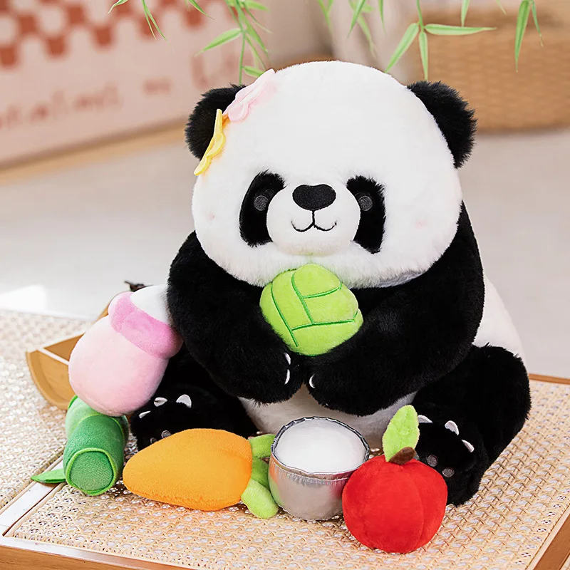 Funny Chocolate Panda Chizai Plush Toy Huahua Bear Stuffed Bamboo Ball Snack Bag Cushion Zoo Animal Christmas Birthday Gift Kids