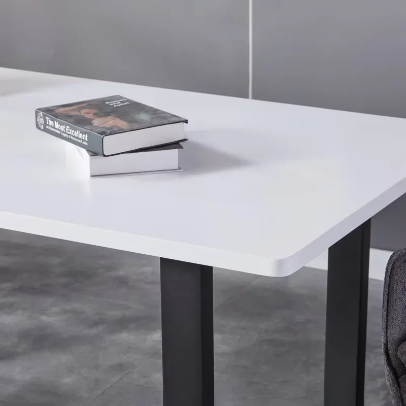 Contemporary Minimalist Dining Room Table Rectangle Shaped Console Tables White Marble Dining Table With Metal Black