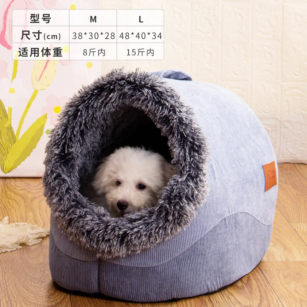 Winter Dog Bed Self-Warming Puppy House Cozy Cat Sleeping Tent Cave Beds Indoor Kitten Nest Kennel Hut for Small Medium Cats