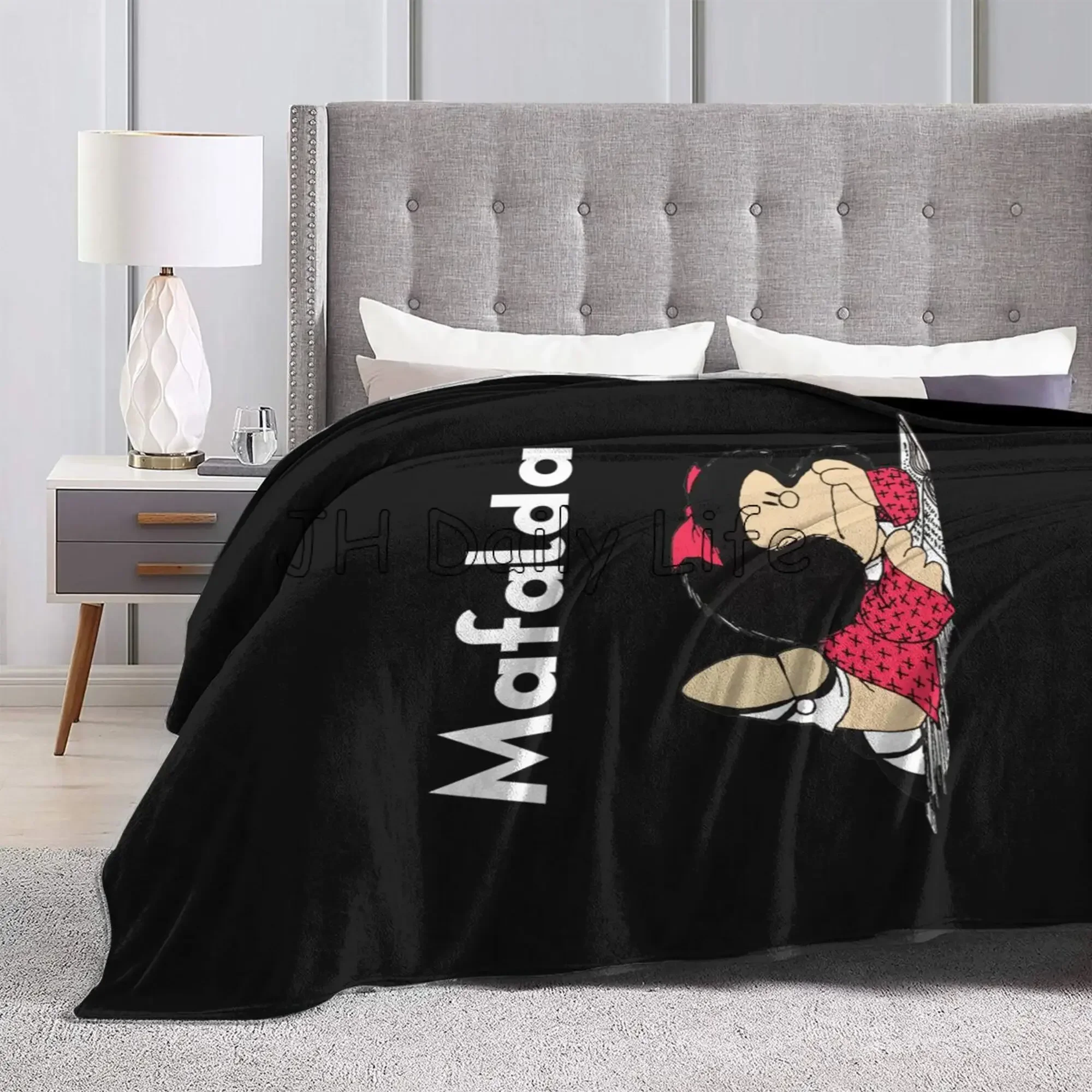 Cute Mafalda Blanket Soft Flannel Lightweight Throw Blanket for Kids Girls Boys Warm Cozy Blankets for Sofa Couch Bed Decorative