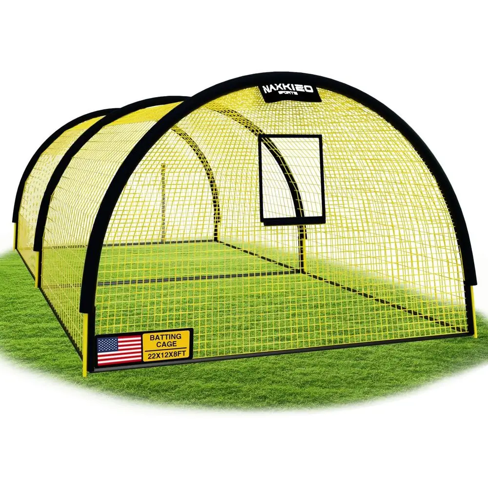 

Upgraded 22t x 12t x 8t Baseball & Sotball Batting Cage Net with Pitching hine Hole, 4ply 1.25'' Anti-Tear Netting, 13.4MM ibreg