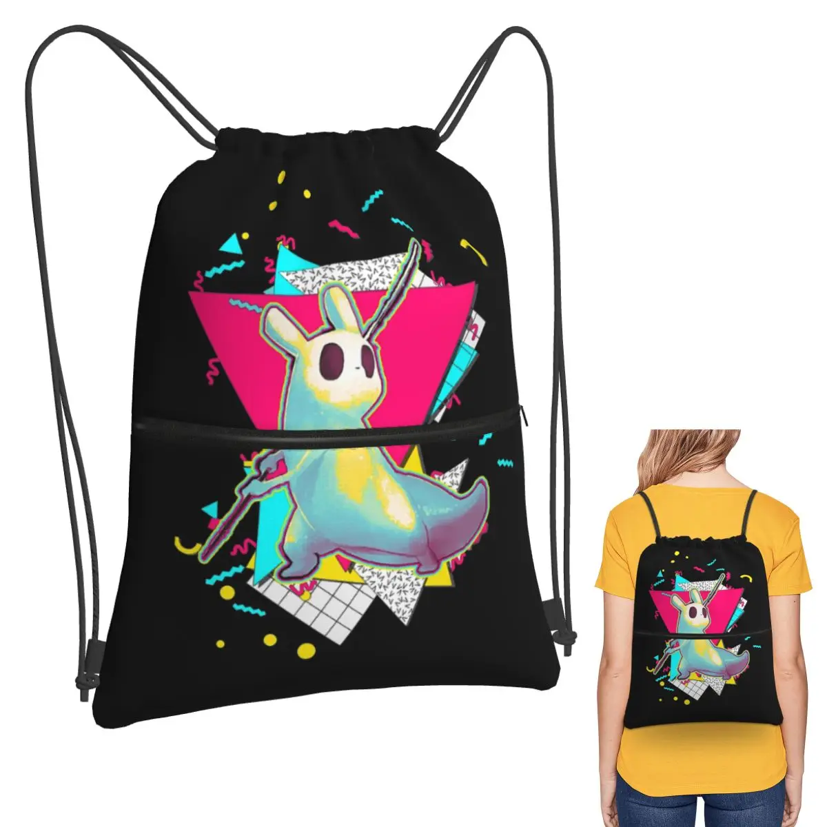 Rain World Slugcats Pattern Game Backpacks Fashion Drawstring Bags Sundries Bag Book Bags for Man Woman Students