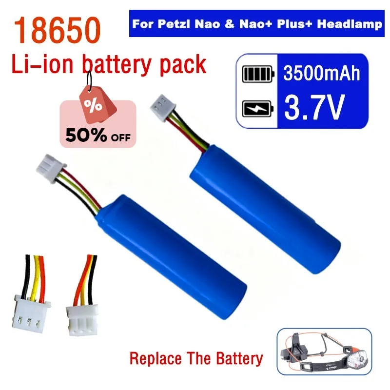 

3.7V 3500mAh Rechargeable Battery Replacement for Petzl Nao & Nao+ Plus+ Headlamp 1S1P 18650 Battery PACK Parts