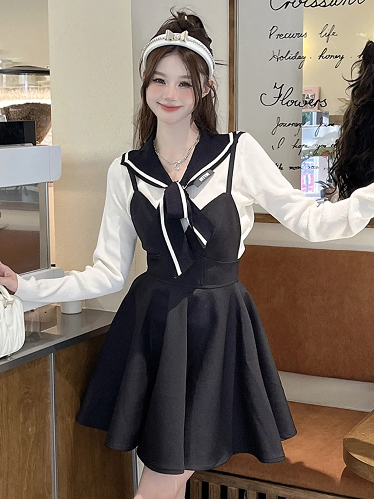 

Юбка Isni Store Ele Bla Dr с бретелями и высокой талией, А-силуэт, для женщин, осенний сезон, Sweet Sle