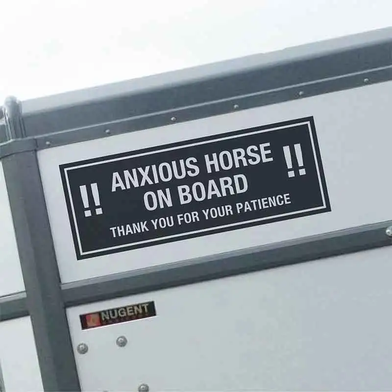 ANXIOUS HORSE on BOARD Wall Sticker Equestrian Sign Horsebox Trailer Vinyl Truck Decal Waterproof Size Color Tailored Q188