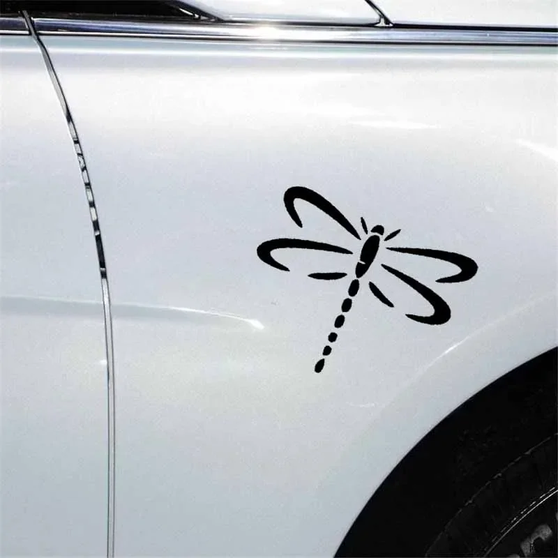 Cute Dragonfly Car Sticker Butterfly Worm Natural Cute Car Decal Pvc Sticker for Various Models Black/white, 13cm *10cm