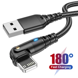Rotatable USB Fast Charging Cable For Apple iPhone 14 13 12 11 Pro Max X XR XS 7 8 6 Phone Data Cord Charger Wire Accessories
