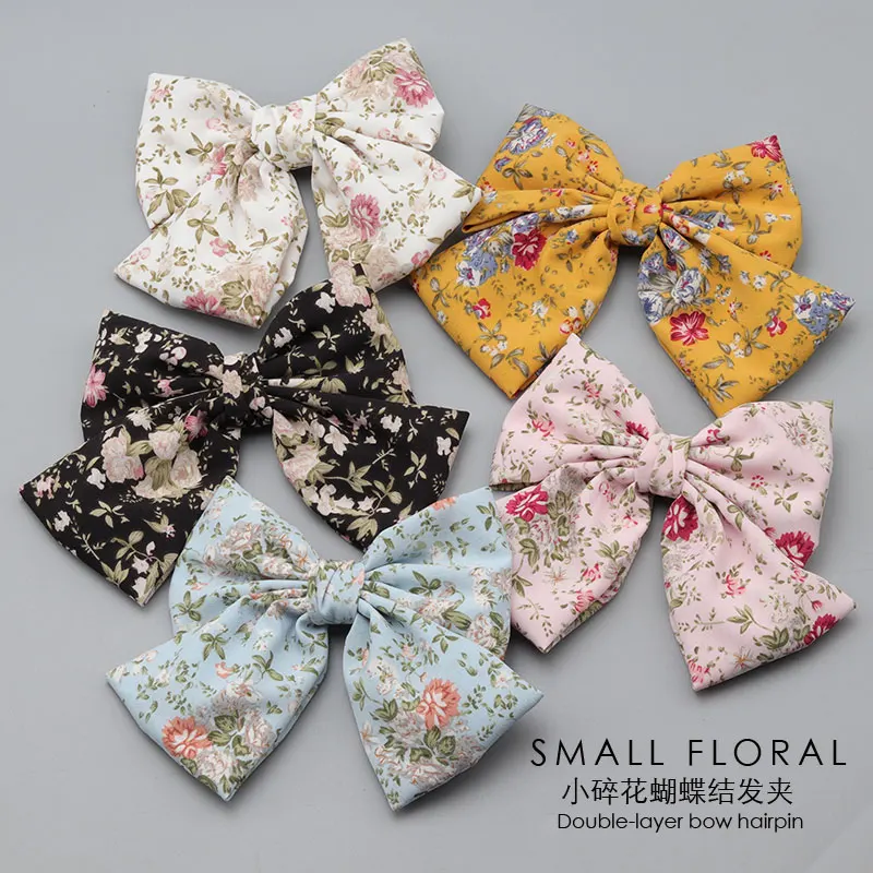 

Korean Style Fabric Printed Bow Hair Clips Hair Accessory Hairpins Barrettes Vacation Headwear New Arrivals Clothing Accessories