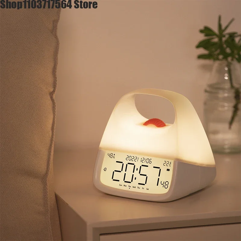 Creative portable nightlight Student children's bedside nightlight Simple creative alarm clock Intelligent desktop bedside clock