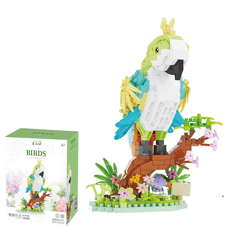 

592pcs Micro-particle Parrot Building Blocks Bird Series Compatible with Legoes Children's Educational DIY Assembly Bricks Toys