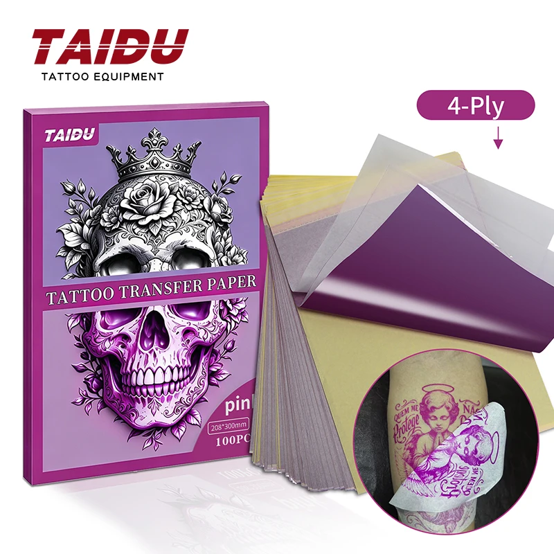 

TAIDU 100/50/20 Sheets Pink Paper for Tattoo A4 Size Freehand Thermal Copy Stencil Tattoo Transfer Paper Transfer Machine