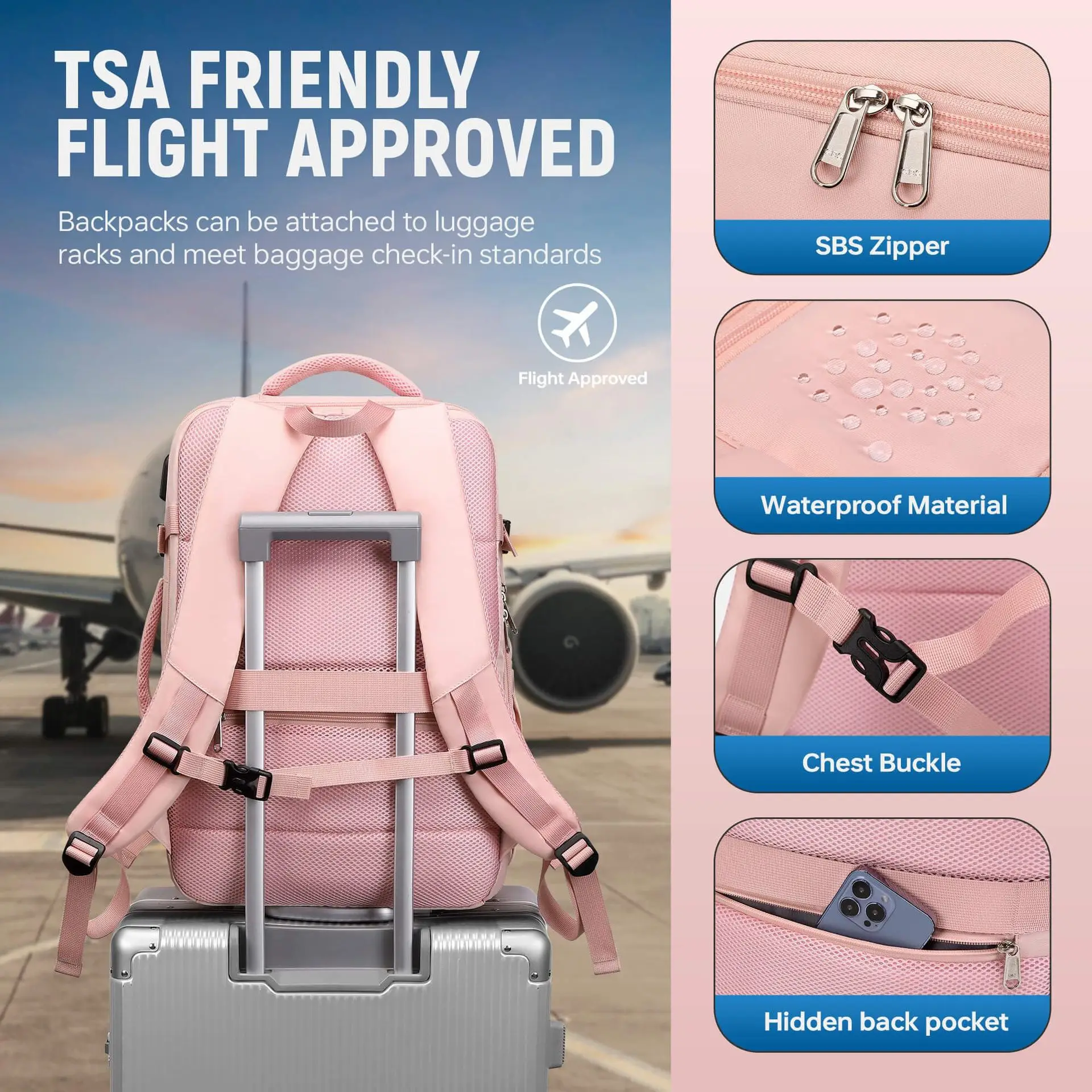 Trendiger Rucksack mit großem Fassungsvermögen für Damen, multifunktionale wasserdichte Schultasche und robuster Reisegepäck-Rucksack