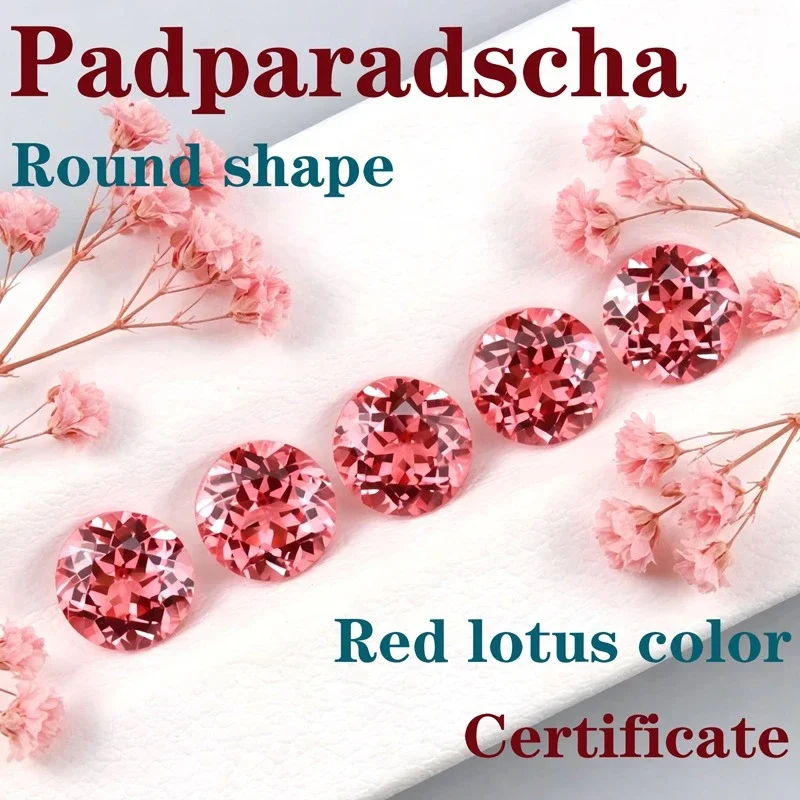 AbLaboratory Production Padparadscha Red Lotus Color Round Shape Available Certificate