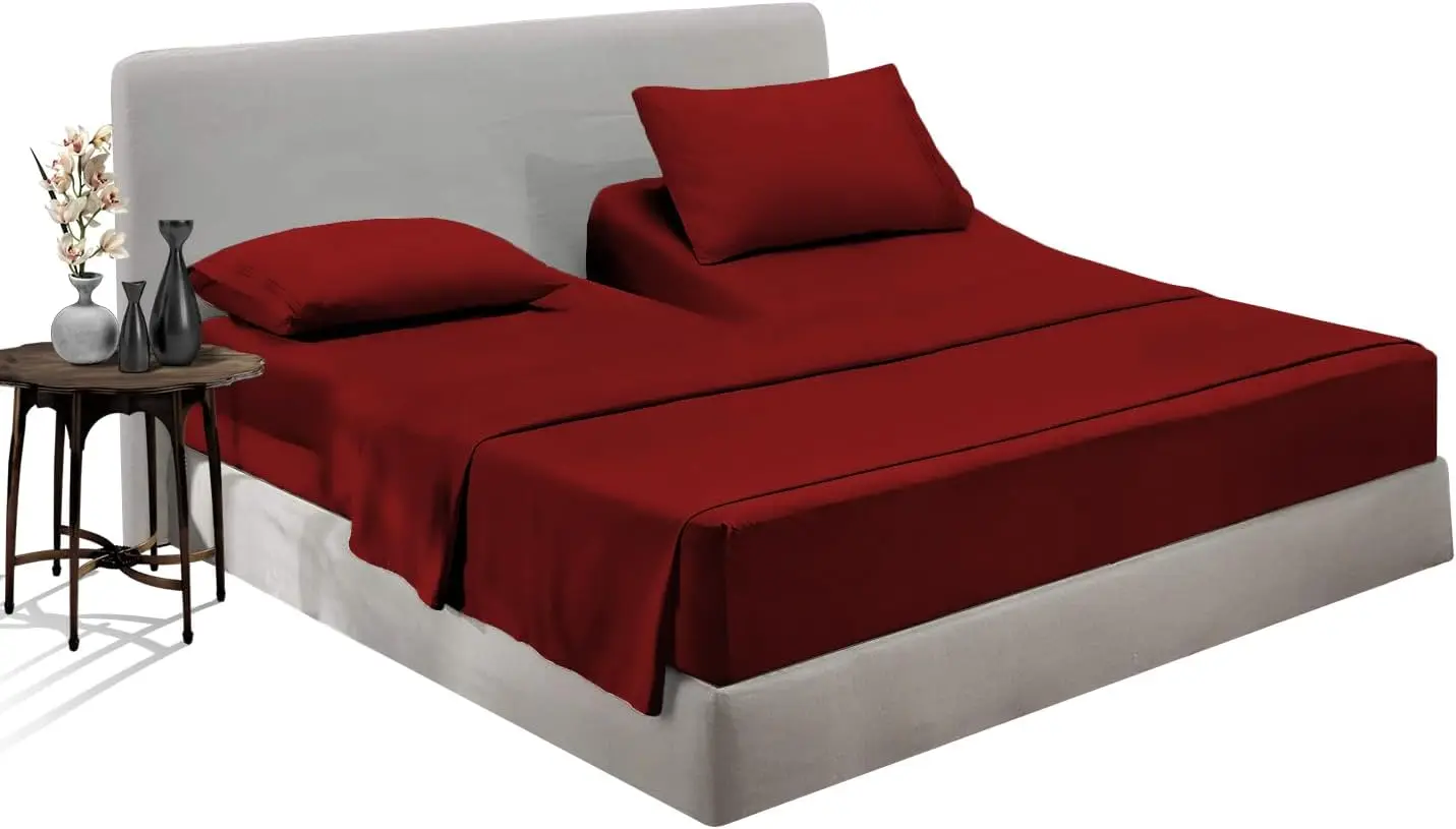 

34"" King Split Top Flex Head Sheet 100% Egyptian Cotton Sheet Set - 600 Thread Count Flex Top Sheet Adjustable Bed - 4 Piece