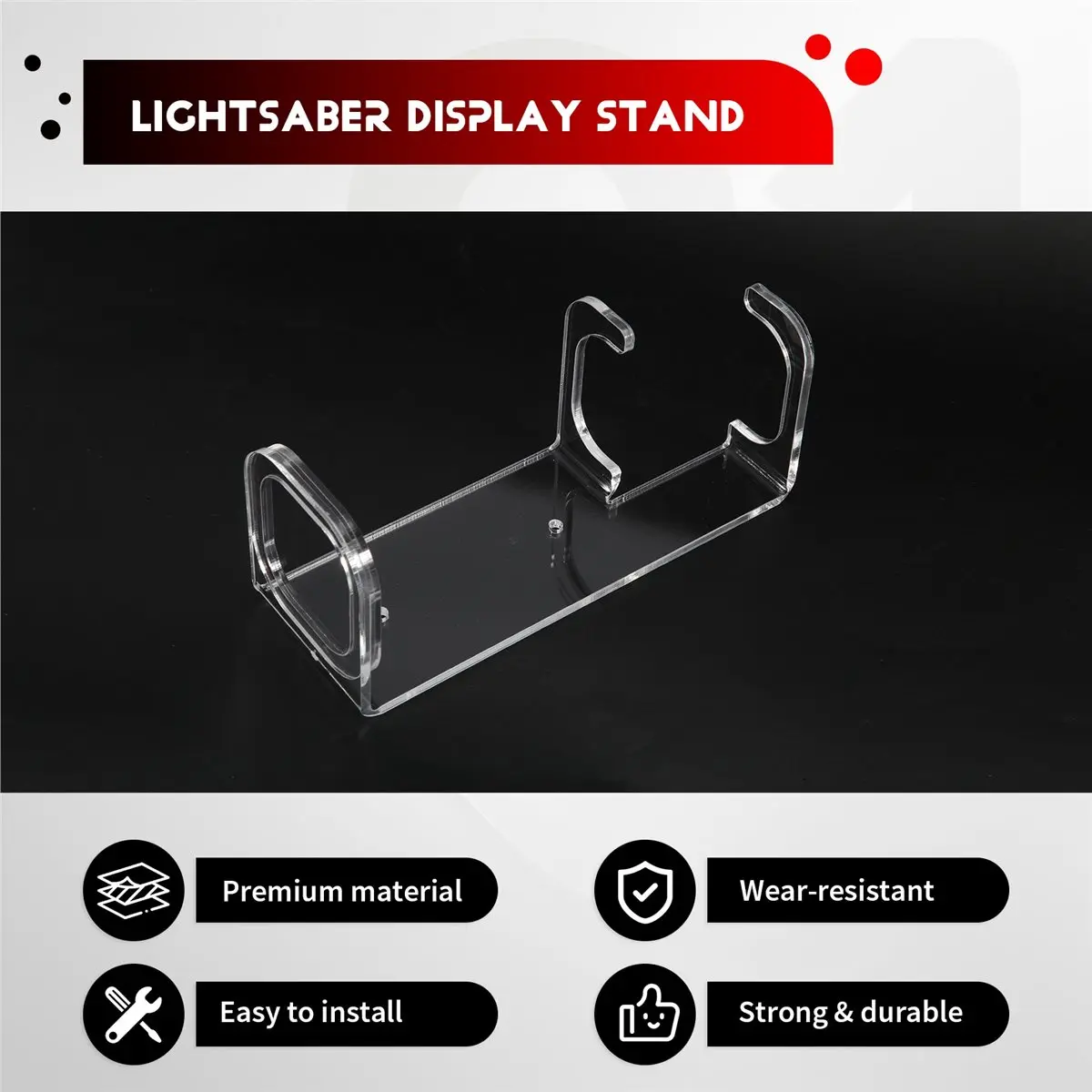 New Arrival Acrylic Clear Light Saber Stand Wall Mount Storage Rack with Screws for Star Planet Lightsaber Display B