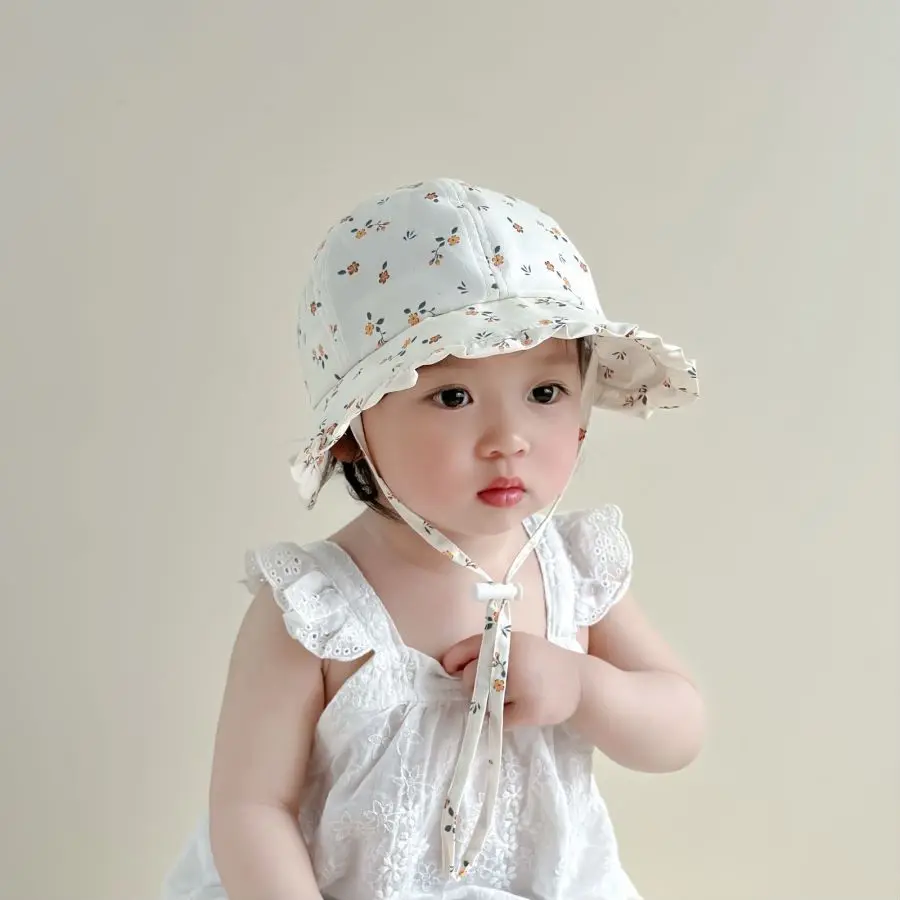 Princess Style Baby Sun Protection Hat Thin Breathable Spring Autumn Fisherman Cap Cute Cool Hat Newborn Infant Headwear view 2