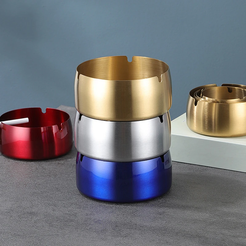 Stainless Steel Ashtray Creative Event Opening Gift Ashtray Bar Hotel Metal Ashtray Commercial Color Outdoor Pocket Ashtray