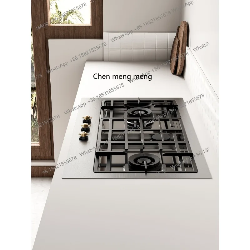 Estufa de gas de tres ojos hundida con encimera empotrada Estufa de gas retro integrada de acero inoxidable Gas natural
