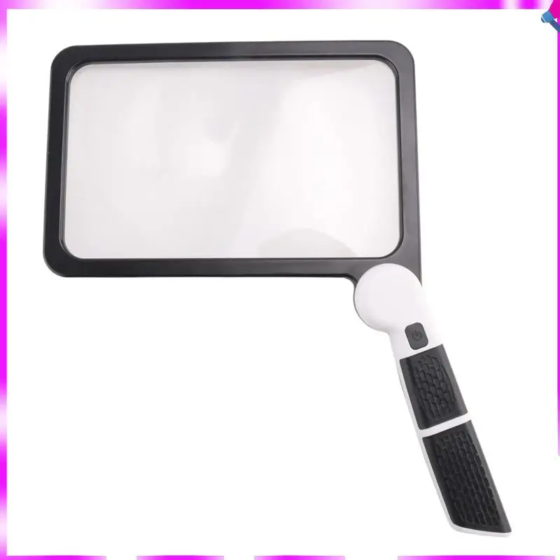 N96R Full-Page 5X Magnifying Glass Rectangular Handhold Magnifier For Reading, With 48 LED Lights