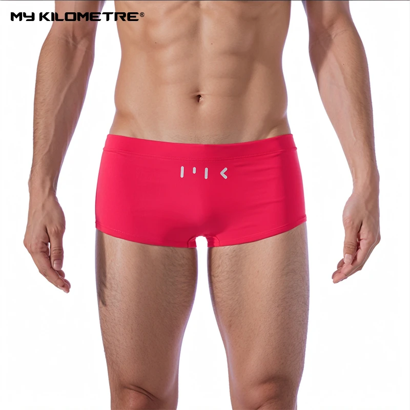 

MY KILOMETRE Men's Tri-Shaped Professional Training Chlorine-Resistant Quick-Dry Low-Rise Speed Swimming Trunks