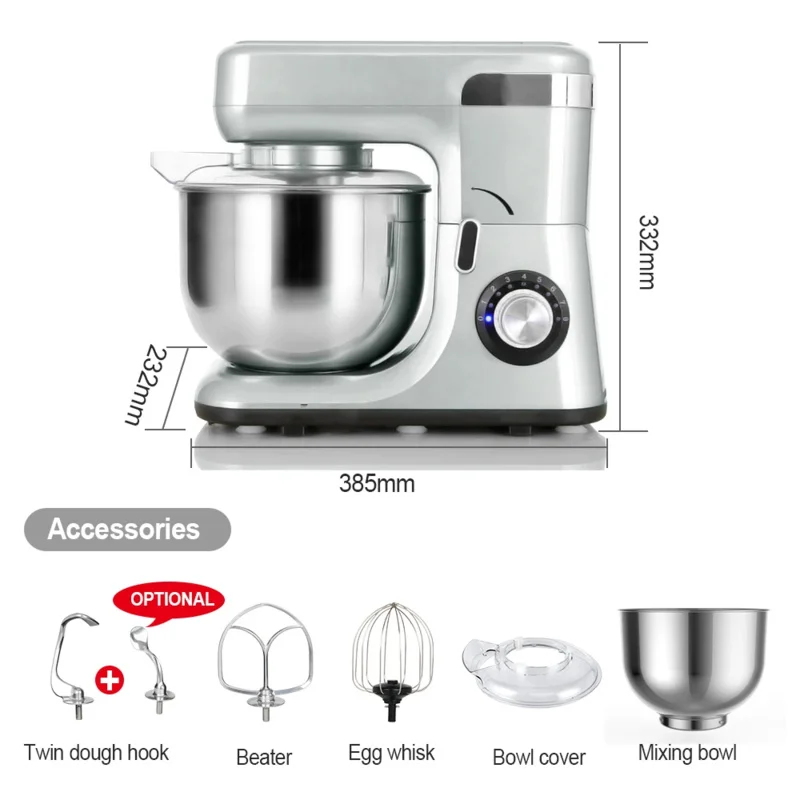 

5L Planetary Home Kitchen Appliance Food 3-IN-1 Electric Stand Mixer 660W 6-Speed With Pulse Button