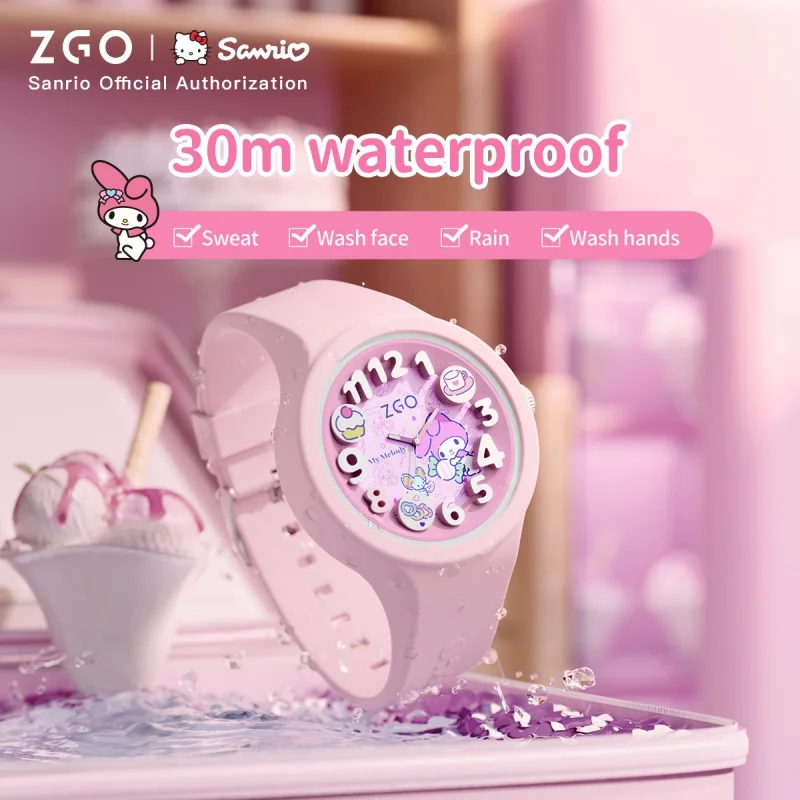 Zgo X melody Sanrio kids watch Girl design sense watch strap sports waterproof luminous watch birthday gift 897