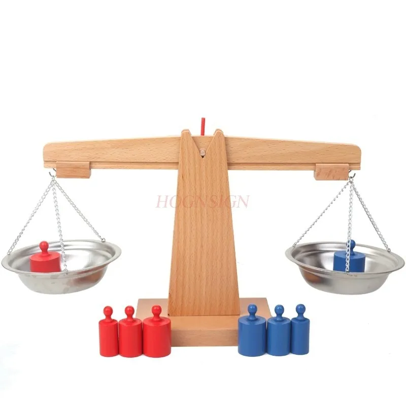 

1set Wooden Balance Beam Weighing Scale Sensorial Early Childhood Education Preschool Training Great Gift