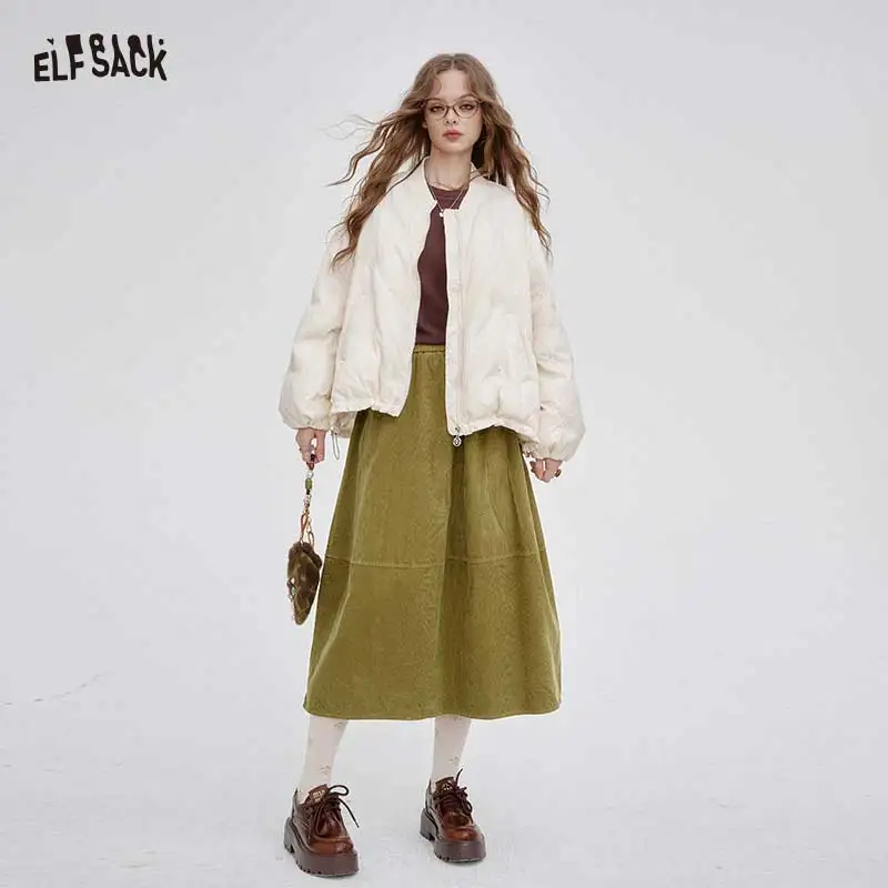 

ELFSACK 2025 Winter New Arrivals Casual Elastic Waist Minimalist Skirt For Woman