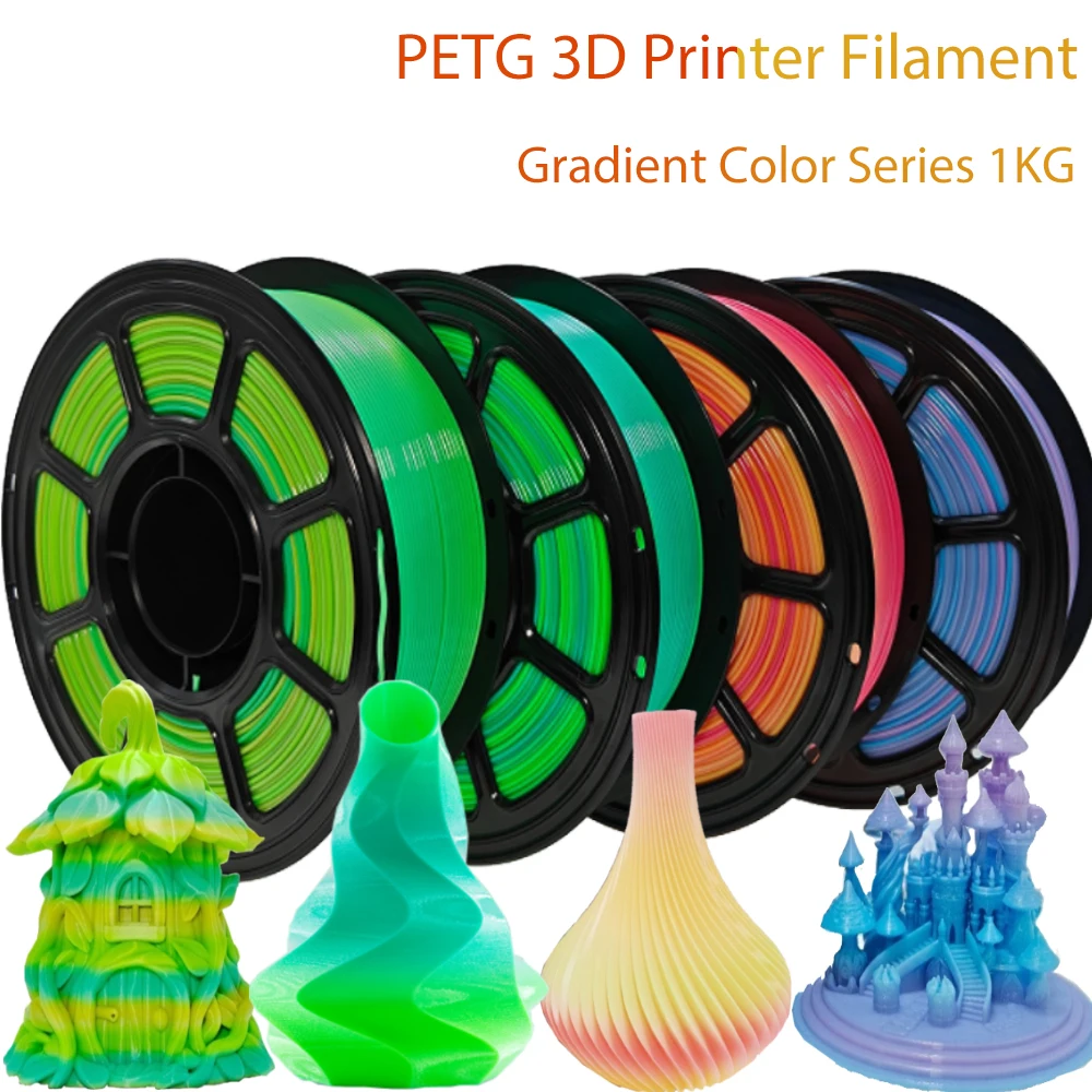 

Филамент PETG с градиентной окраской, материалы для 3D-печати, 1.75 мм, 1 кг (вес нетто), экологичный, высокая прочность на разрыв, для 3D-принтеров