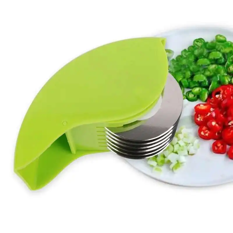 

Stainless Steel Blade Kitchen Vegetable Chop Herb Rolling Roll Rollers Mincer Manual Hand Scallion Cutter Slicers 6 Household