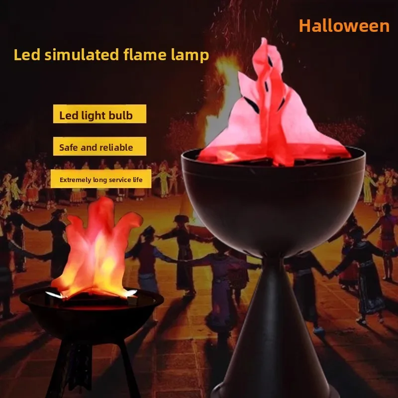 Light Decoration Ornament Fireplace Halloween House Decoration Props LED Electronic Wall Hanging Brazier Simulation Flame